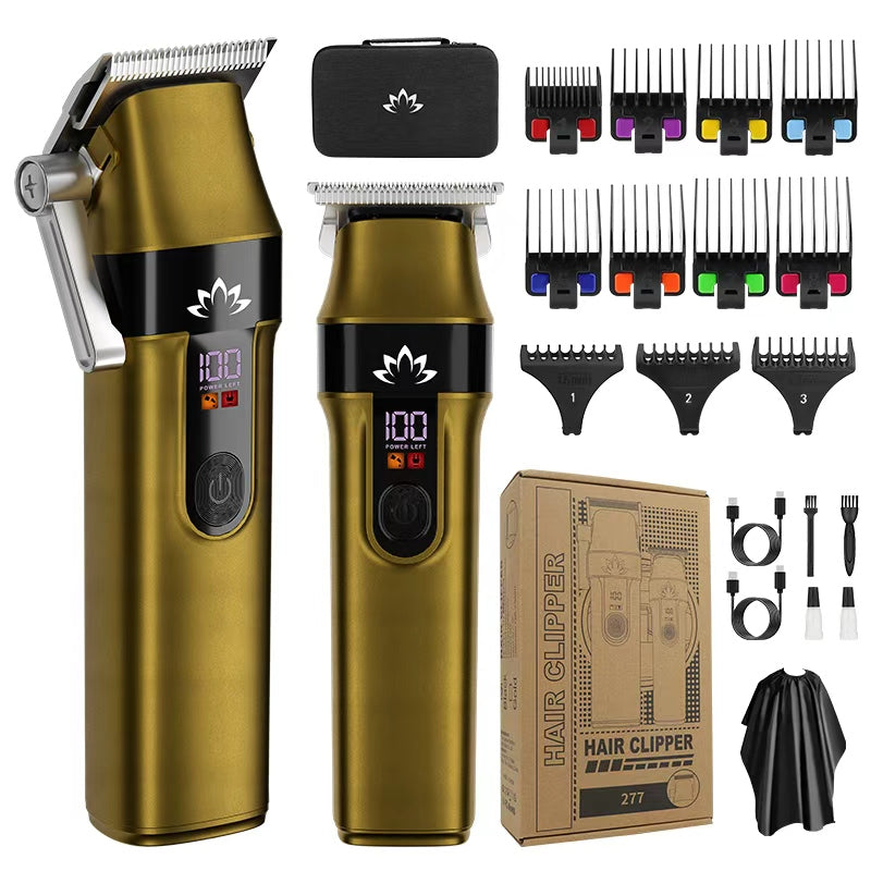 AMULISS Professional Hair Clippers and Trimmer Set for Men - Cordless Haircut Kit with LED Display, Zero-Gap T-Blade Mens Grooming Beard Trimmer for Family & Barber Use