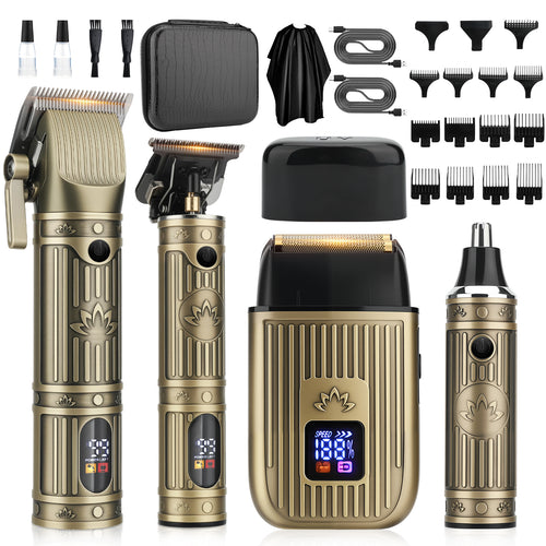 Hair Clippers for Men Professional,Beard Trimmer Hair Trimmer Kit,Cordless Clippers and Trimmers Set,Electric Razor Shavers for Men,Nose Trimmer Mens Grooming Kit for Barber,LED Display