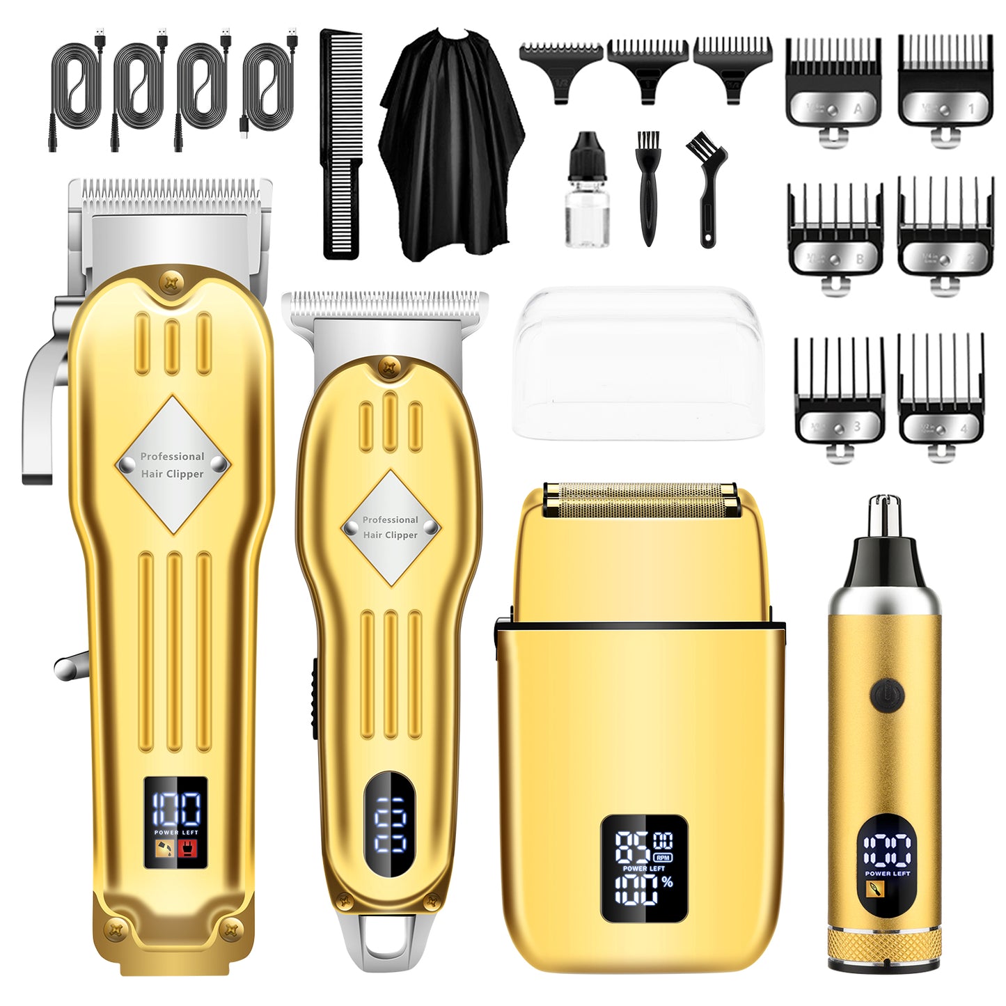 AMULISS Professional Hair Clippers and Trimmer Set for Men, Beard Trimmer & Foil Shaver & Nose Trimmer Kit, Cordless Mens Clippers and Grooming Kit for Hair Cutting, Beard Styling, Home, Barber