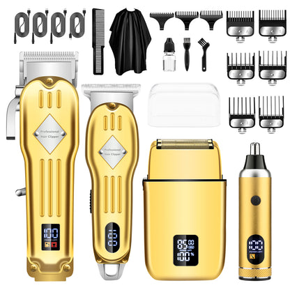 AMULISS Professional Hair Clippers and Trimmer Set for Men, Beard Trimmer & Foil Shaver & Nose Trimmer Kit, Cordless Mens Clippers and Grooming Kit for Hair Cutting, Beard Styling, Home, Barber