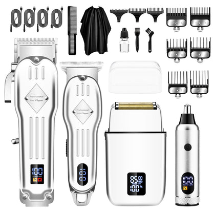 AMULISS Professional Hair Clippers and Trimmer Set for Men, Beard Trimmer & Foil Shaver & Nose Trimmer Kit, Cordless Mens Clippers and Grooming Kit for Hair Cutting, Beard Styling, Home, Barber