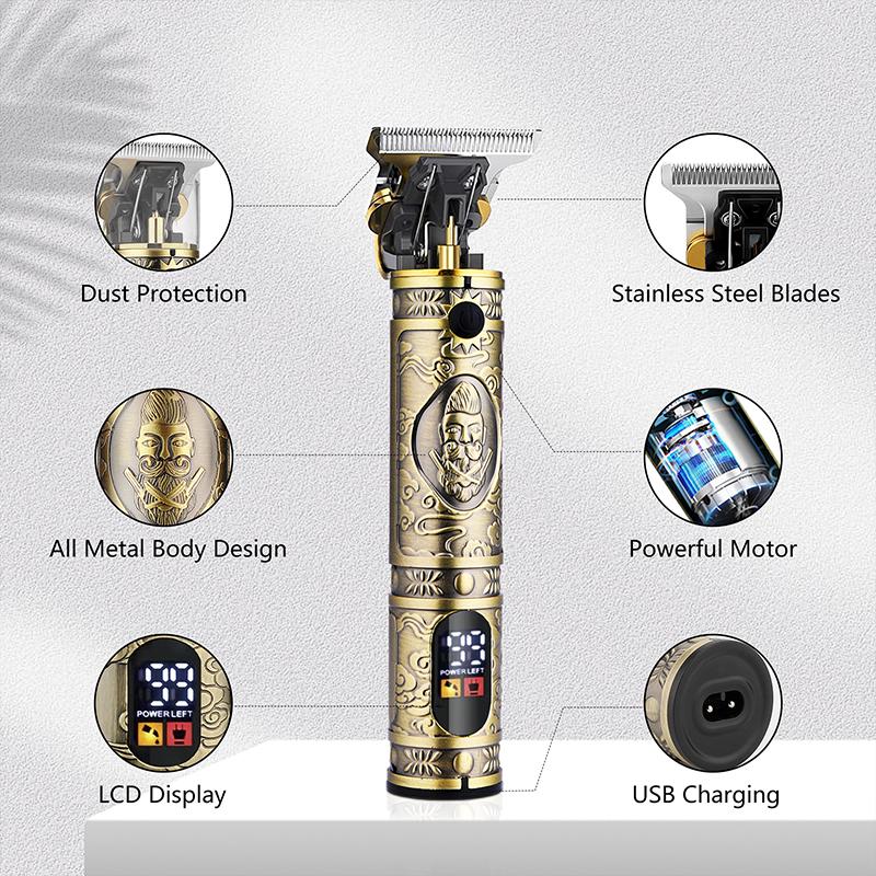 Professional Hair Clippers for Men Cordless， Mens Clippers and Grooming Set，Electric Shavers, Clippers and T-Blade Trimmers Set，Hair Cutting Kit LCD Display