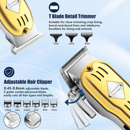 AMULISS Hair Clippers Professional Cordless for Men, Electric Foil Shavers Razor & Beard Hair Trimmer Kit, Rechargeable Hair Cut Machines Fade Clippers Set, 3 in1 Beard Trimming Kit for Home, Barber