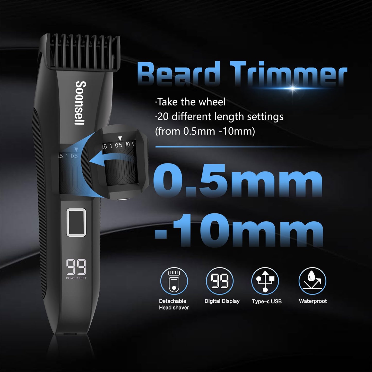 Manscape Beard Trimmer for Men,IPX7 Waterproof 4 in 1 Men's Grooming Kit,Ball Shaver,Nose Hair Clippers,Electric Razor,Hair Clippers for Men,LED Display,Wet/Dry Trimmer