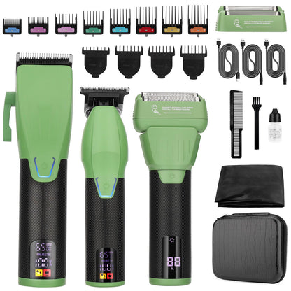 Professional Hair Clippers & Trimmer & Foil Shaver Kit Cordless Mens Beard Trimmer Set for Hair Cutting Family Barber with 8 Guides and Case