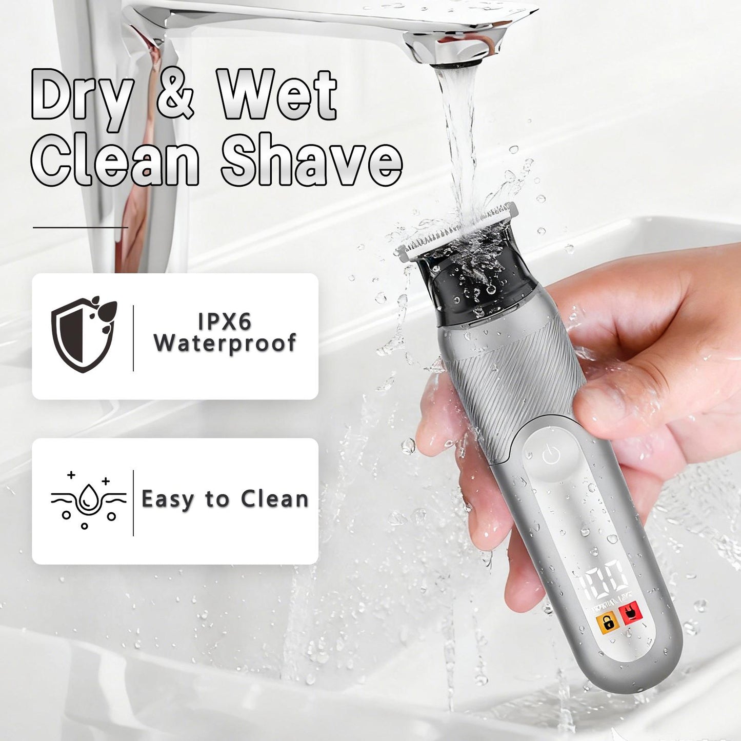 Electric 5-in-1 Body Hair Trimmer - Groin Trimmer for Men -Beard Trimmer for Men - Wet/Dry Shaver Groomer, Waterproof with LED Light, Gifts for Husband Father