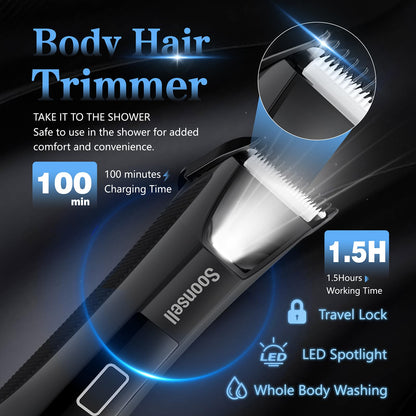 Manscape Beard Trimmer for Men,IPX7 Waterproof 4 in 1 Men's Grooming Kit,Ball Shaver,Nose Hair Clippers,Electric Razor,Hair Clippers for Men,LED Display,Wet/Dry Trimmer