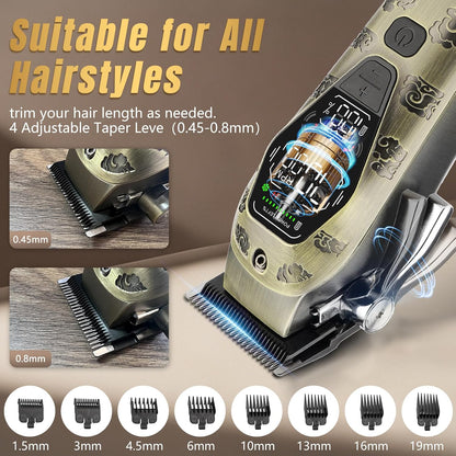 Hair Clippers for Men Professional, T-Blade Hair Trimmer for Men, Electric Shaver Razor, Beard Trimmer, 3 in 1 Cordless Barber Clippers and Trimmers Set, Haircutting Kit LCD Display (Bronze)