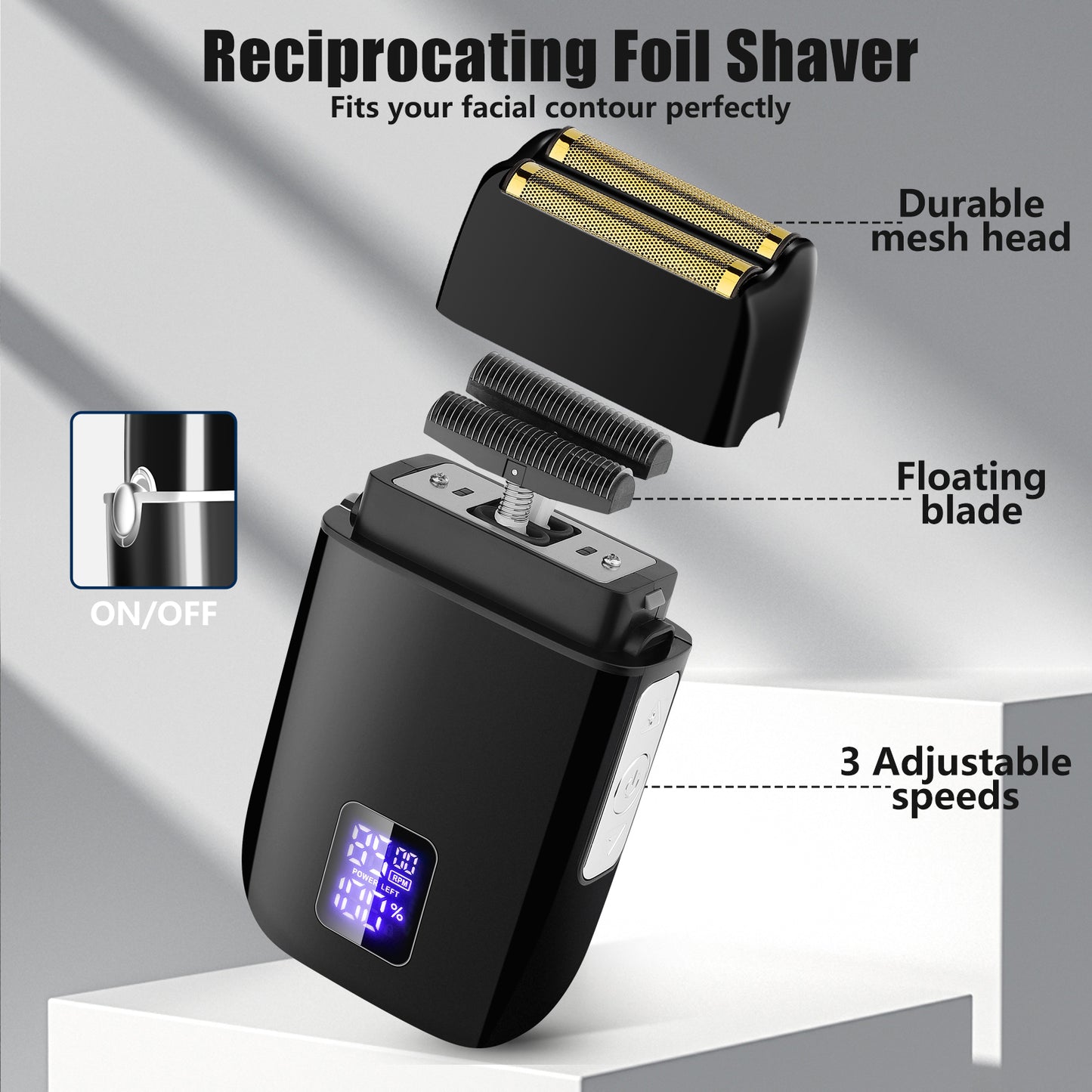 AMULISS Professional Hair Clippers and Trimmer Set for Men, Beard Trimmer & Foil Shaver & Nose Trimmer Kit, Cordless Mens Clippers and Grooming Kit for Hair Cutting, Beard Styling, Home, Barber