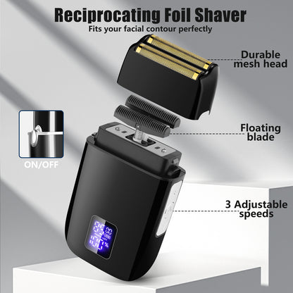 AMULISS Professional Hair Clippers and Trimmer Set for Men, Beard Trimmer & Foil Shaver & Nose Trimmer Kit, Cordless Mens Clippers and Grooming Kit for Hair Cutting, Beard Styling, Home, Barber