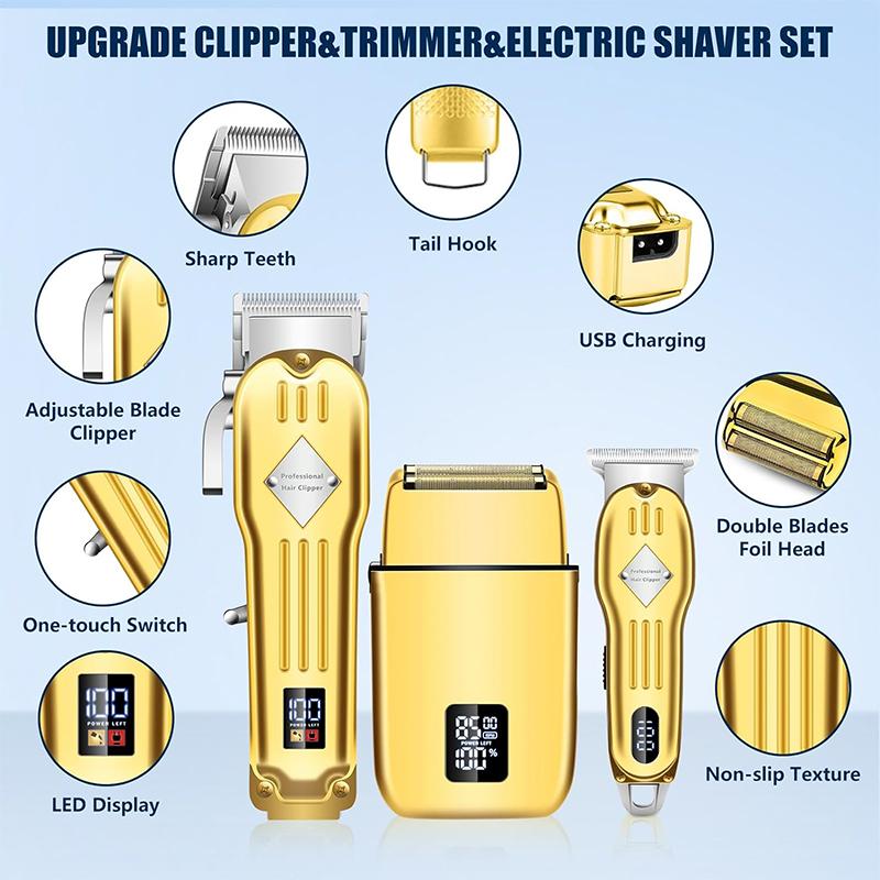AMULISS Hair Clippers Professional Cordless for Men, Electric Foil Shavers Razor & Beard Hair Trimmer Kit, Rechargeable Hair Cut Machines Fade Clippers Set, 3 in1 Beard Trimming Kit for Home, Barber