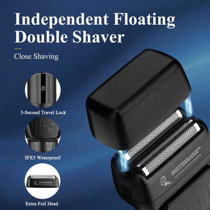 Professional Hair Clippers & Trimmer & Foil Shaver Kit Cordless Mens Beard Trimmer Set for Hair Cutting Family Barber with 8 Guides and Case