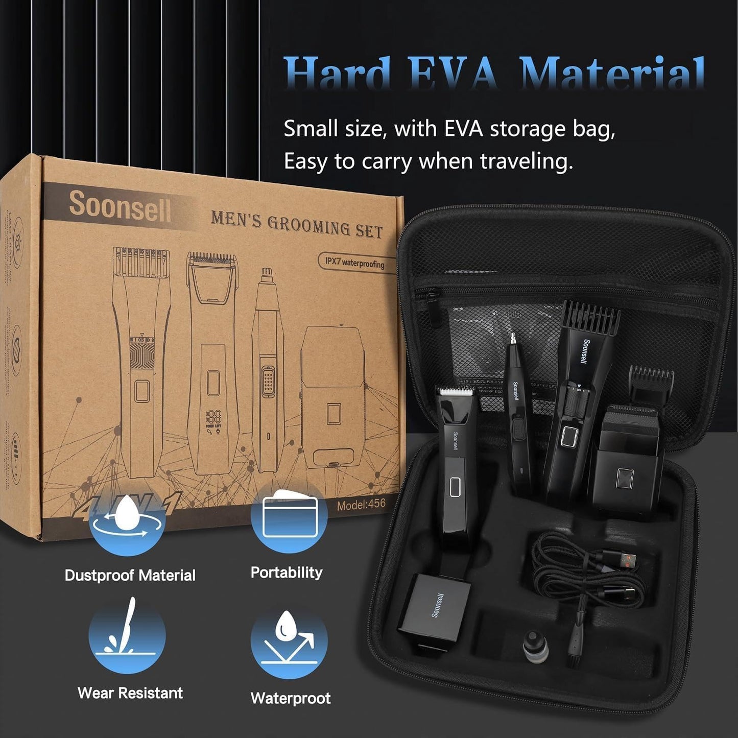 Manscape Beard Trimmer for Men,IPX7 Waterproof 4 in 1 Men's Grooming Kit,Ball Shaver,Nose Hair Clippers,Electric Razor,Hair Clippers for Men,LED Display,Wet/Dry Trimmer