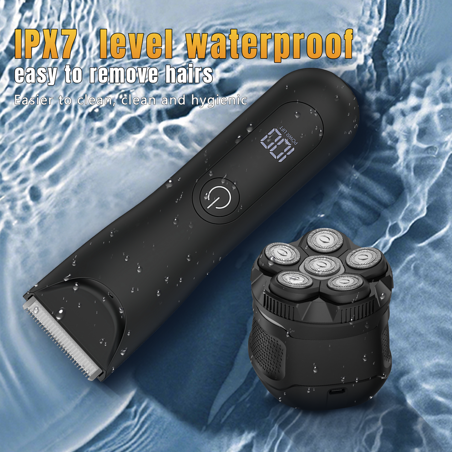AMULISS Body Hair Trimmer & Head Shavers for Bald Men, Ball Pubic Hair Trimmer, Head Electric Shavers Razor Kit, Ball Body Groomer for Bikini/Groin/Grooming