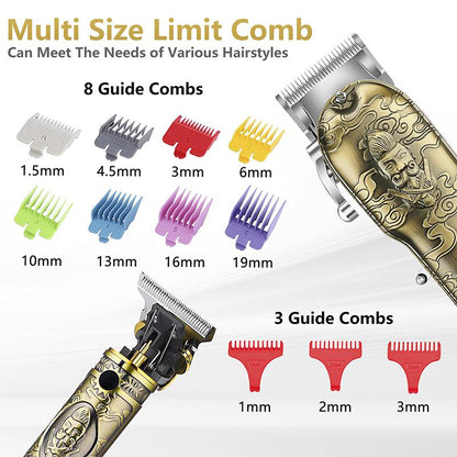 Professional Hair Clippers for Men Cordless， Mens Clippers and Grooming Set，Electric Shavers, Clippers and T-Blade Trimmers Set，Hair Cutting Kit LCD Display