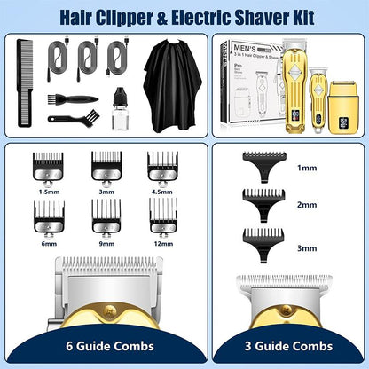AMULISS Hair Clippers Professional Cordless for Men, Electric Foil Shavers Razor & Beard Hair Trimmer Kit, Rechargeable Hair Cut Machines Fade Clippers Set, 3 in1 Beard Trimming Kit for Home, Barber