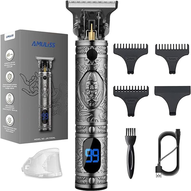 AMULISS Professional Mens Hair Clippers Zero Gapped Cordless Hair Trimmer Professional Haircut & Grooming Kit for Men Rechargeable LED Display rechargeable beard halloween gift trimmers