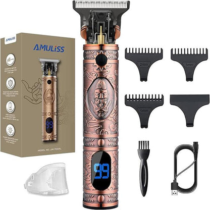 AMULISS Professional Mens Hair Clippers Zero Gapped Cordless Hair Trimmer Professional Haircut & Grooming Kit for Men Rechargeable LED Display rechargeable beard halloween gift trimmers