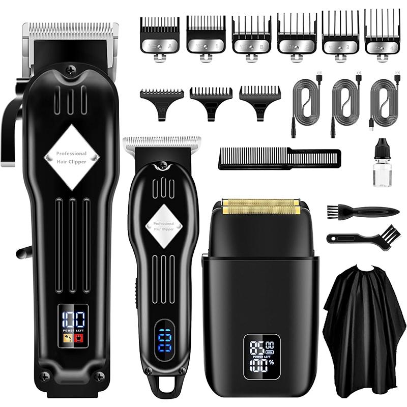 AMULISS Hair Clippers Professional Cordless for Men, Electric Foil Shavers Razor & Beard Hair Trimmer Kit, Rechargeable Hair Cut Machines Fade Clippers Set, 3 in1 Beard Trimming Kit for Home, Barber