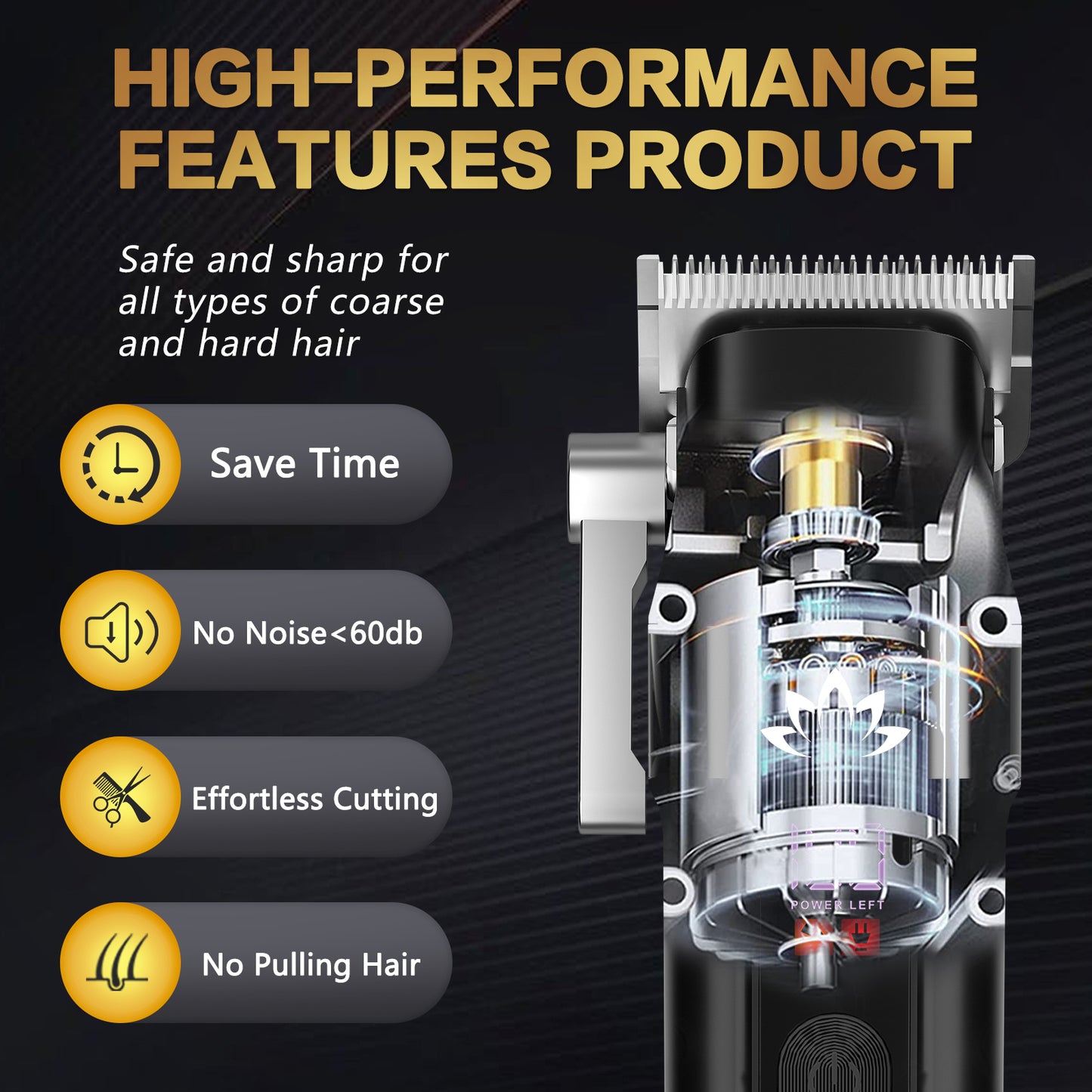 AMULISS Professional Hair Clippers and Trimmer Set for Men - Cordless Haircut Kit with LED Display, Zero-Gap T-Blade Mens Grooming Beard Trimmer for Family & Barber Use
