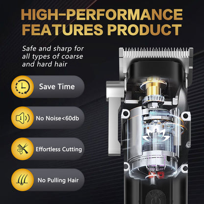 AMULISS Professional Hair Clippers and Trimmer Set for Men - Cordless Haircut Kit with LED Display, Zero-Gap T-Blade Mens Grooming Beard Trimmer for Family & Barber Use