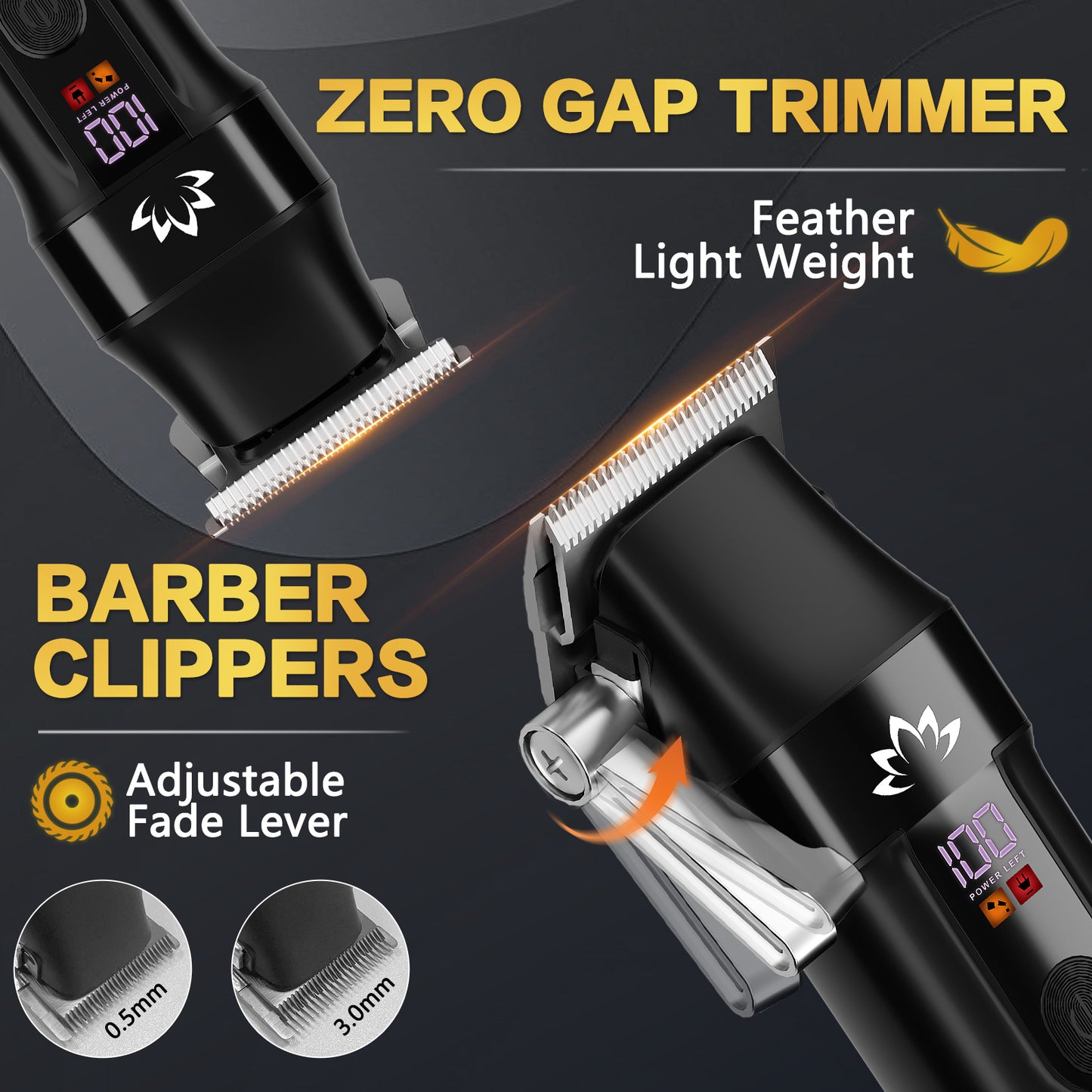 AMULISS Professional Hair Clippers and Trimmer Set for Men - Cordless Haircut Kit with LED Display, Zero-Gap T-Blade Mens Grooming Beard Trimmer for Family & Barber Use